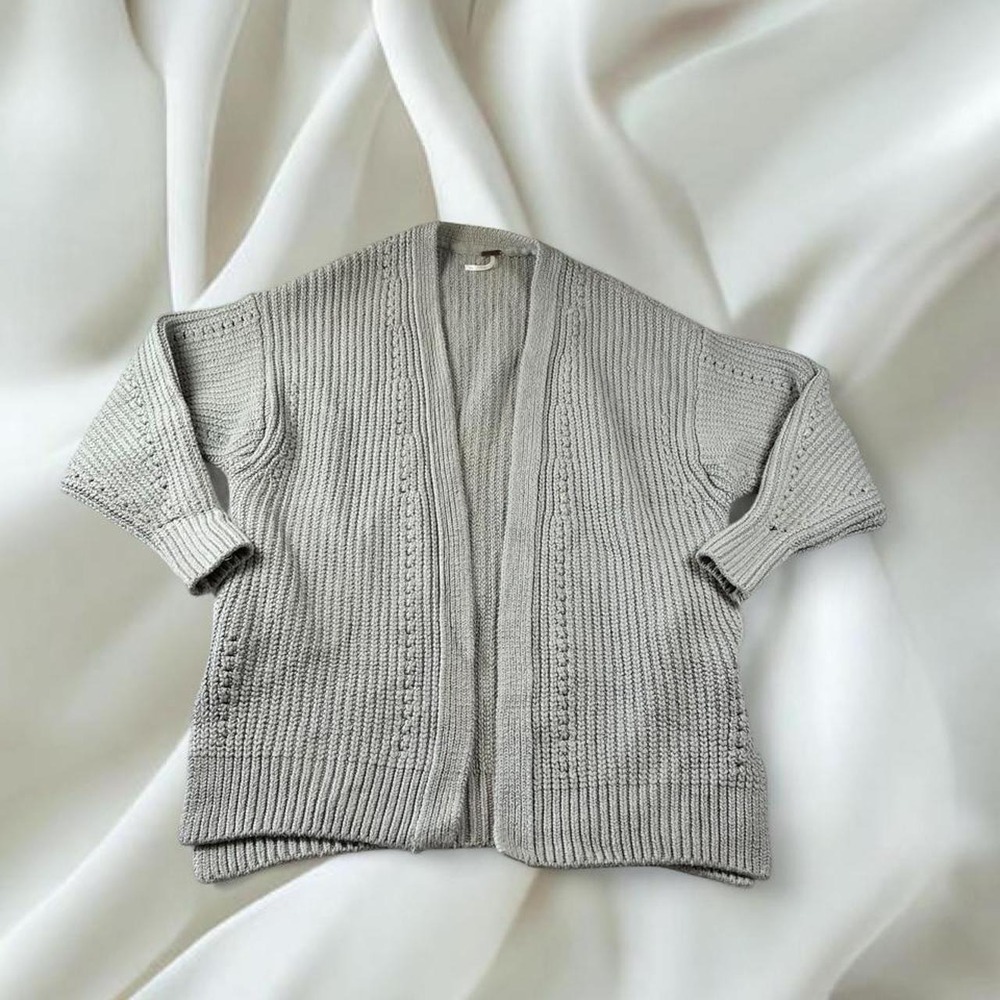 Free People nightingale cable knit sweater silver gleam light heather gray